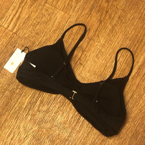 Shade & Shore Black Ruched Ribbed Bralette Bikini Top Size Large - Picture 6 of 11